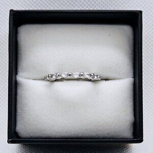 Silver Tone Moissanite Solid Bubble Fashion Ring